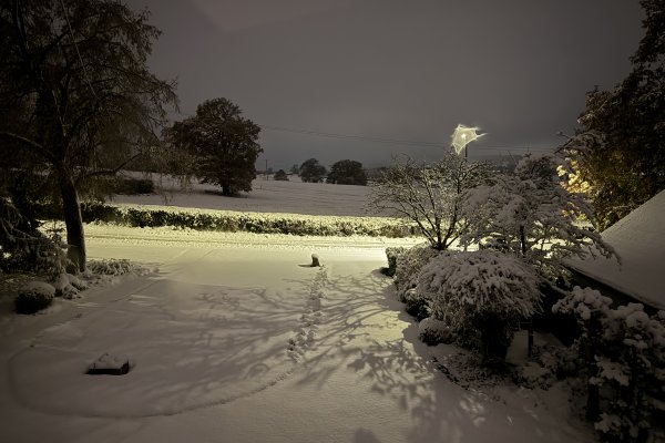 Snow scene at night